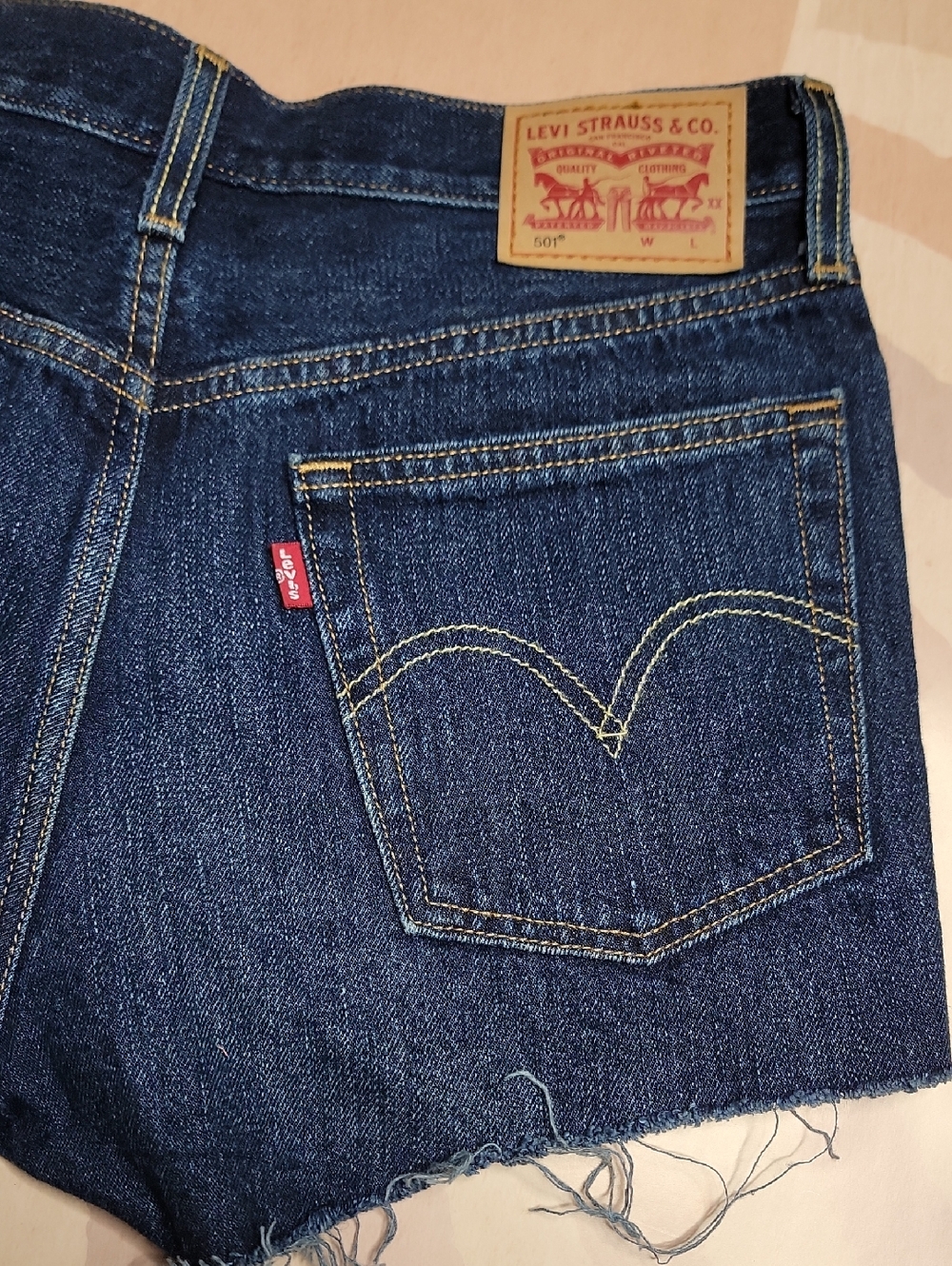 Levi's Dark Indigo Denim Cutoff Shorts - Picture 2 of 3